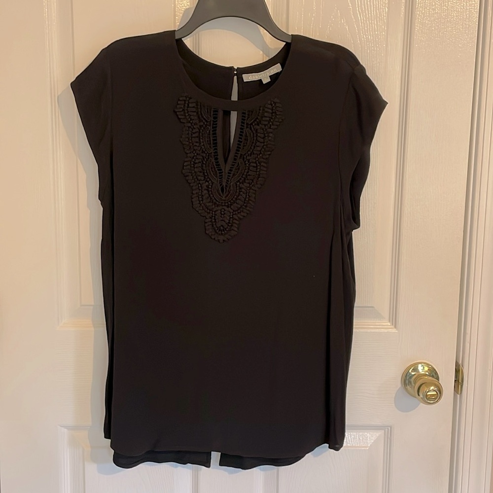Daniel Rainn Quin Cap Sleeve Mixed Material Top Size XL, NWOT
